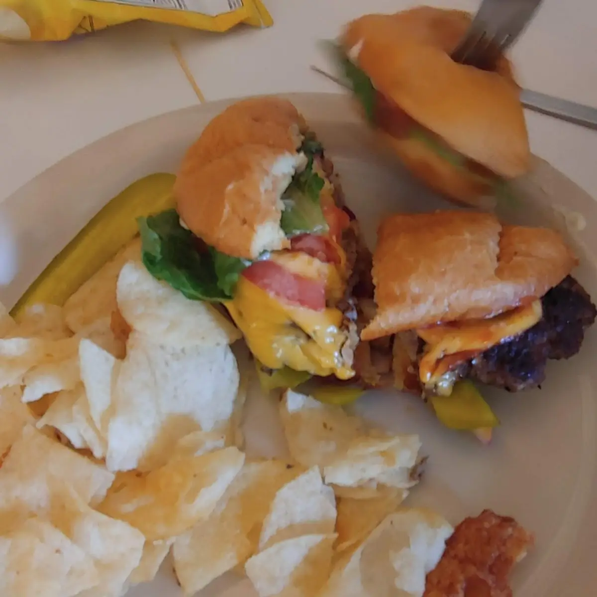 Cheese Burger and Chips