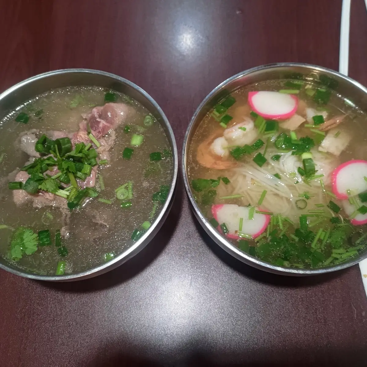 Beef Pho and Seafood Pho