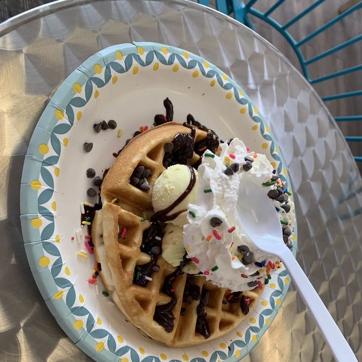 Single Scoop Waffle with Vanilla Ice Cream