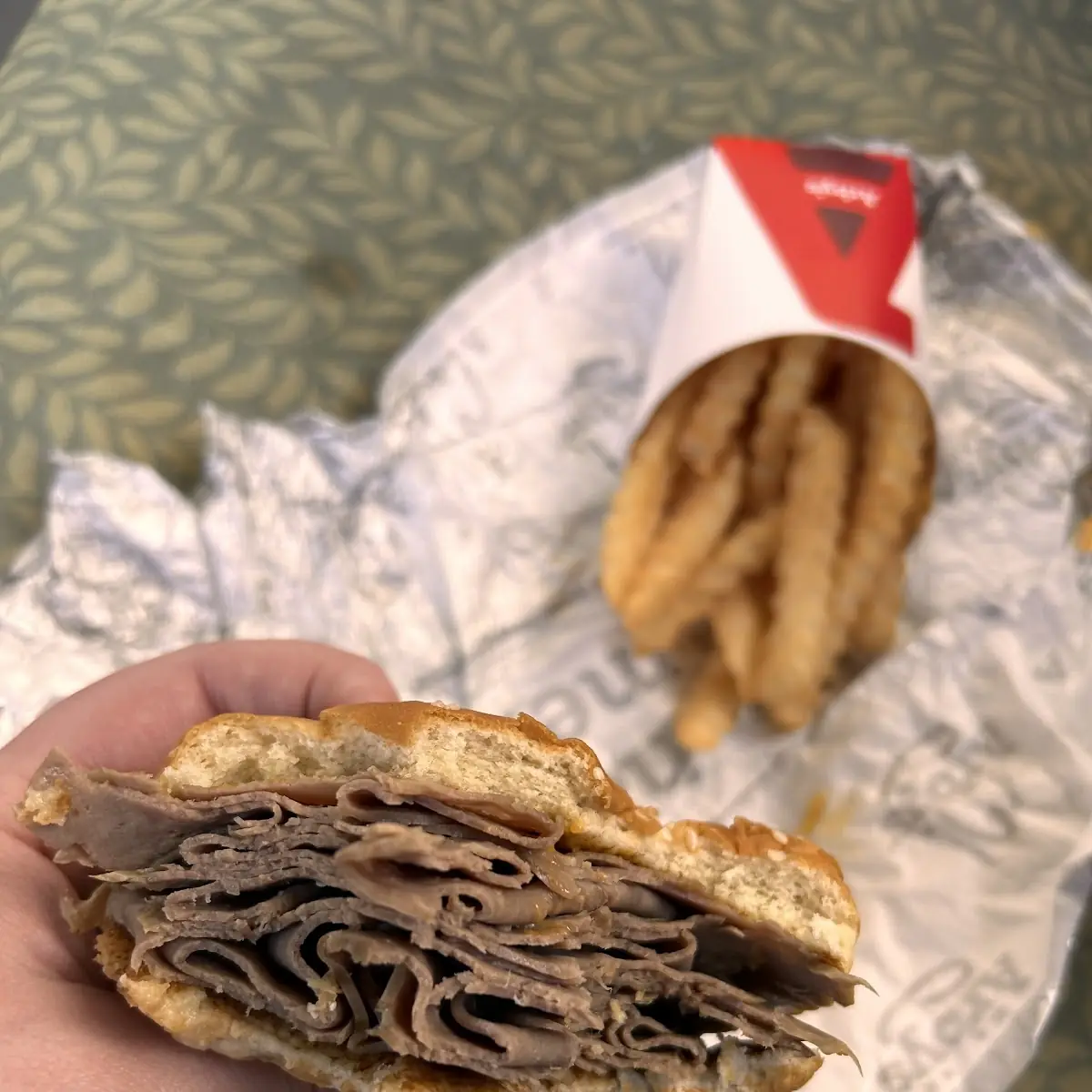 Roast Beef Sandwich and Crinkle Cut Fries
