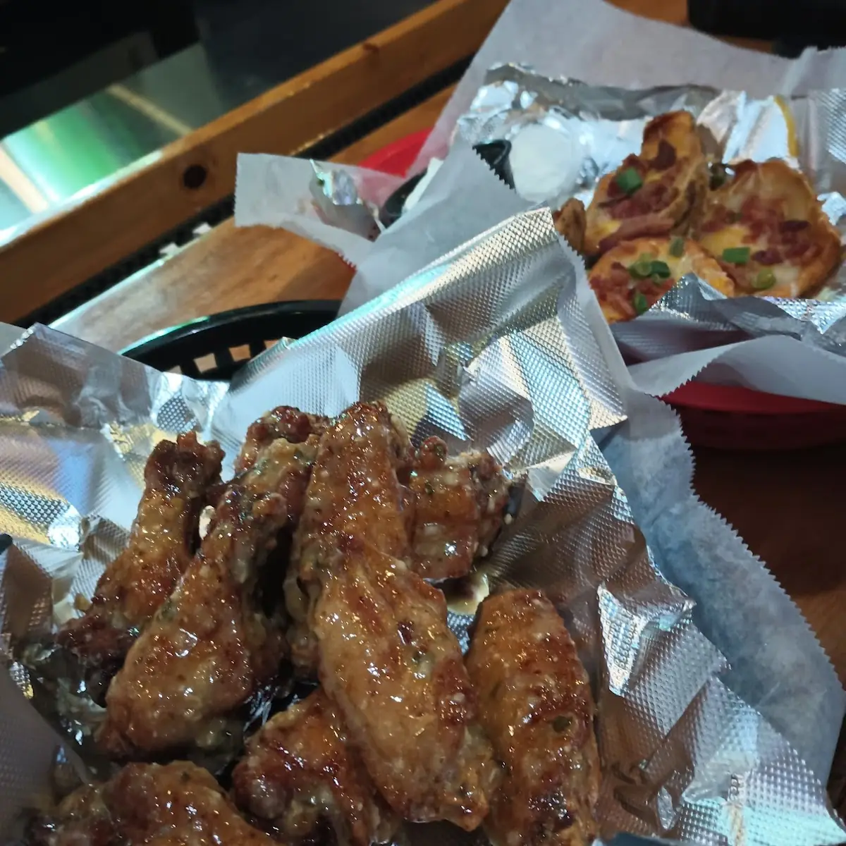 Garlic Parmesan Wings and Potato Skins