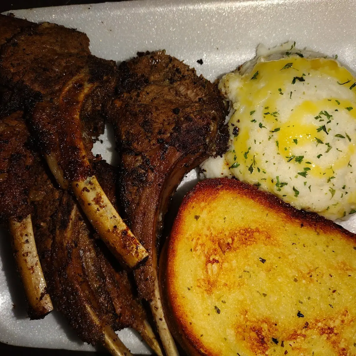 Lamb Chops Mashed Potatoes with Four Cheese Garlic Bread