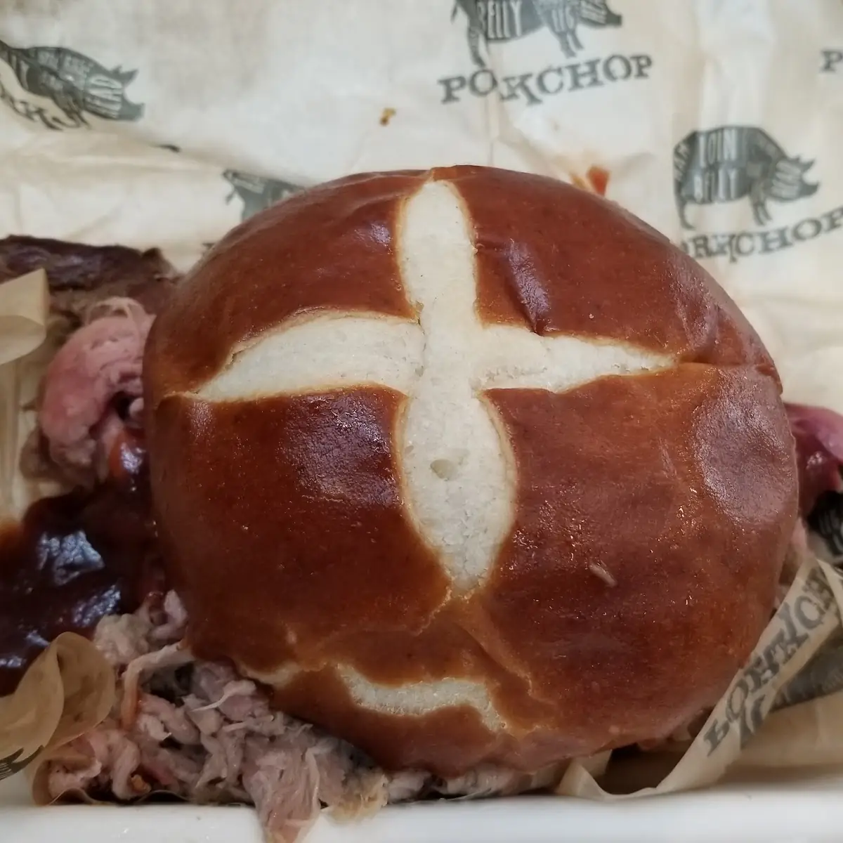 Pork Chops on the Pretzel Bun