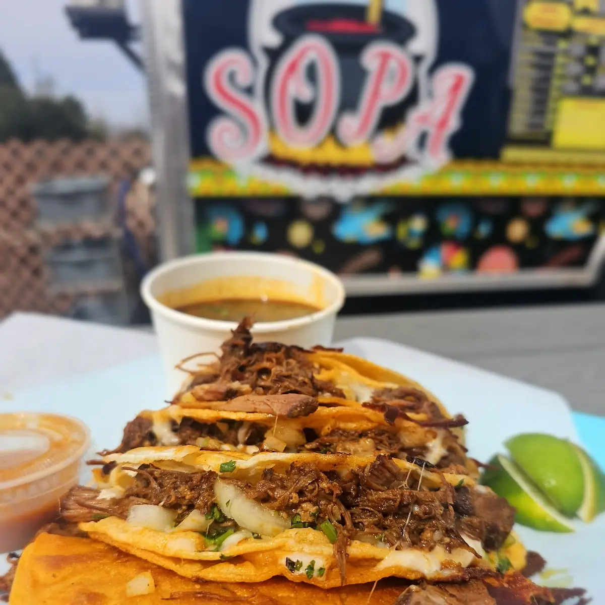 Sopa Birria Tacos