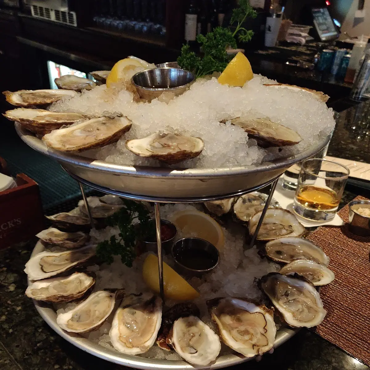Fresh Oysters on Ice with Sauces