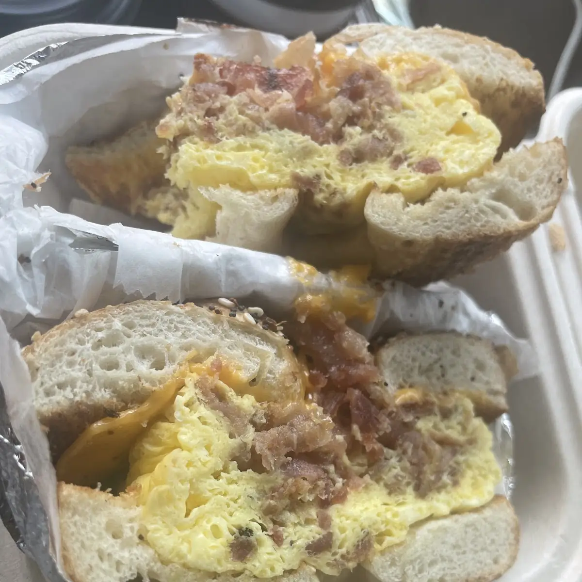 Egg and Bacon Bagel Sandwich