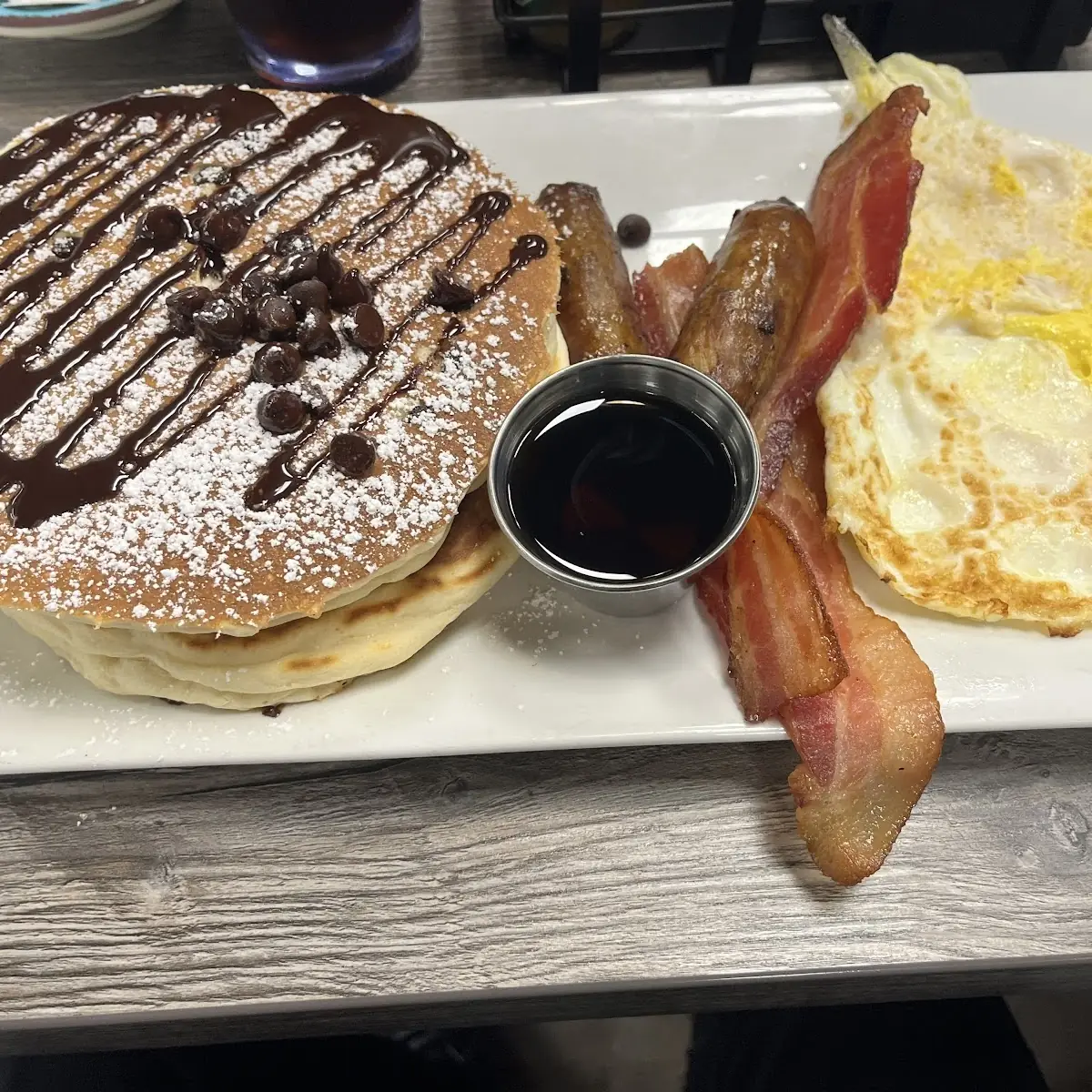 Pancake Breakfast with Croissant Sandwich