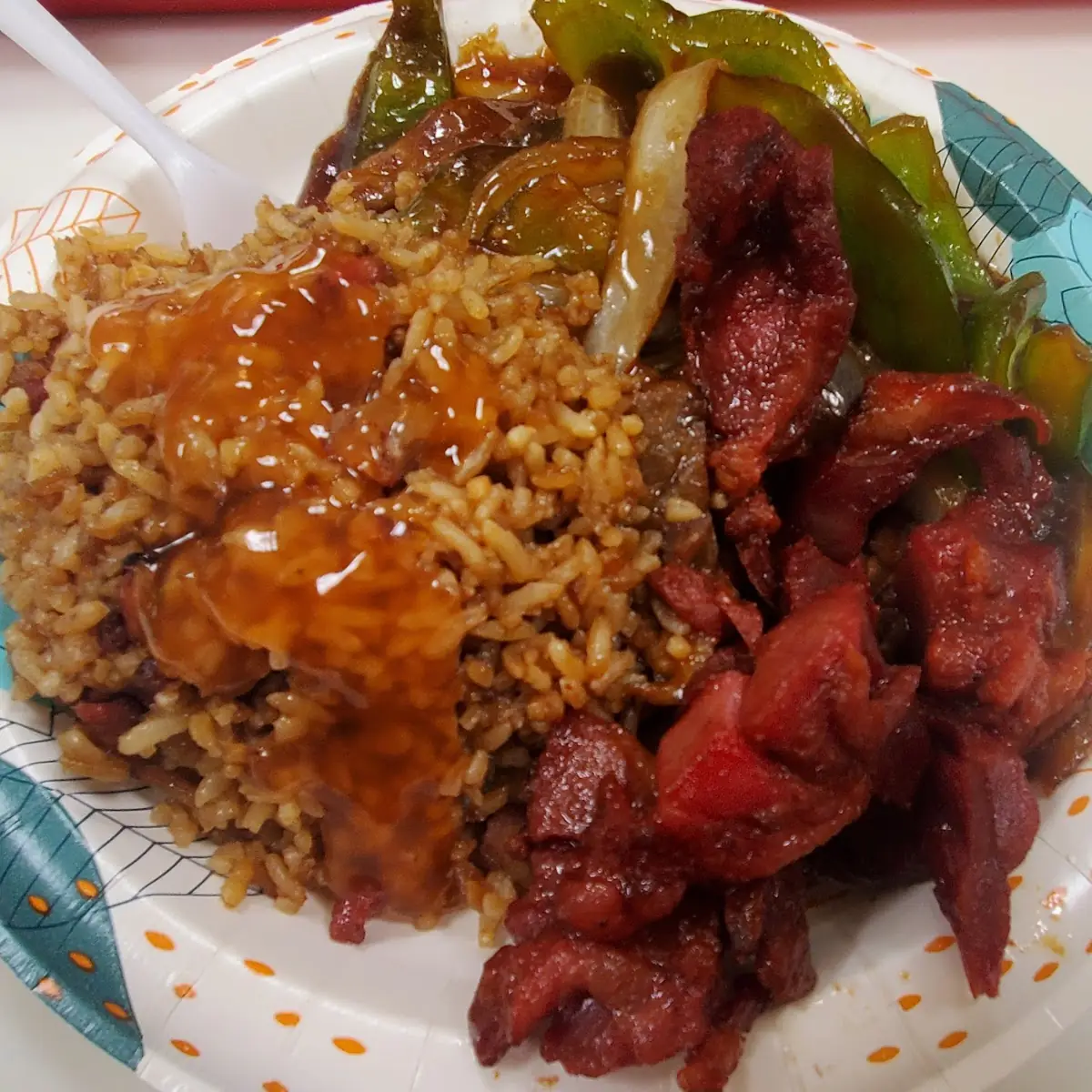 Pepper Steak with Fried Rice and Spareribs