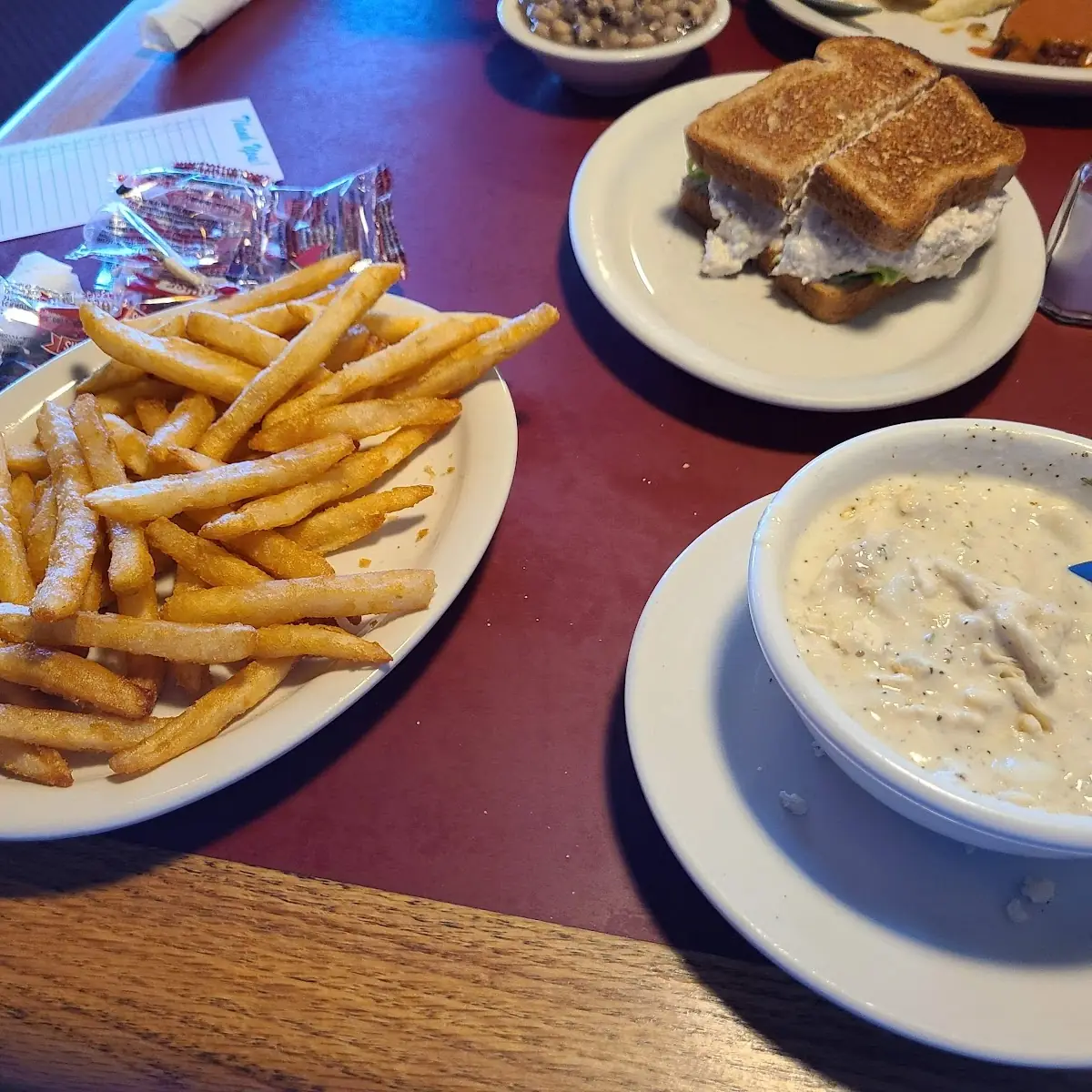 Clam Chowder Soup and Chicken Salad Sandwich