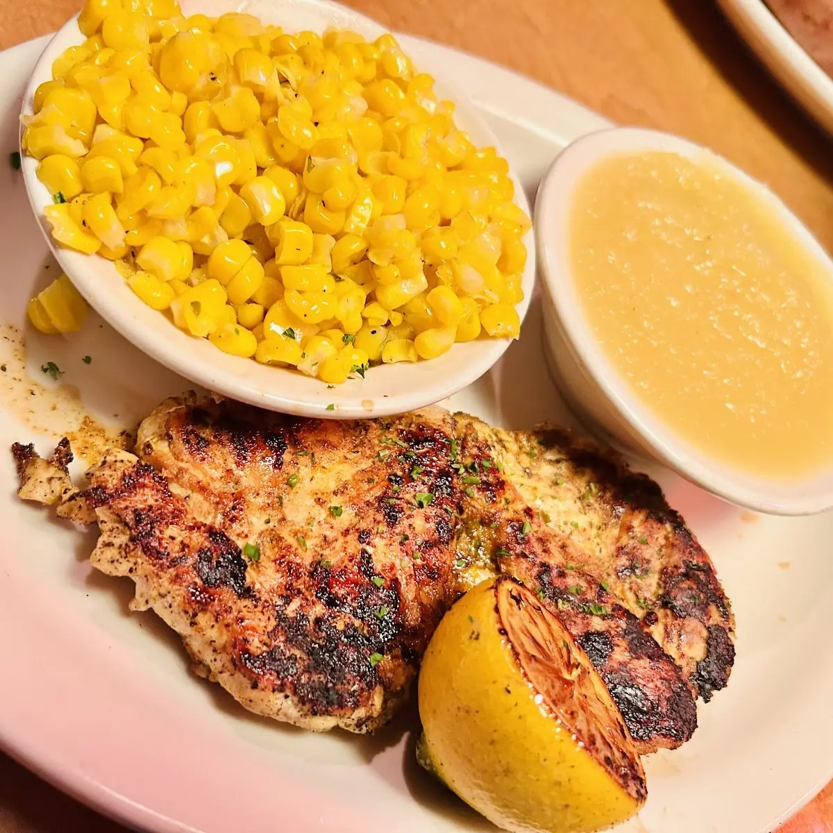 Buttered Corn House Salad Steak Fries
