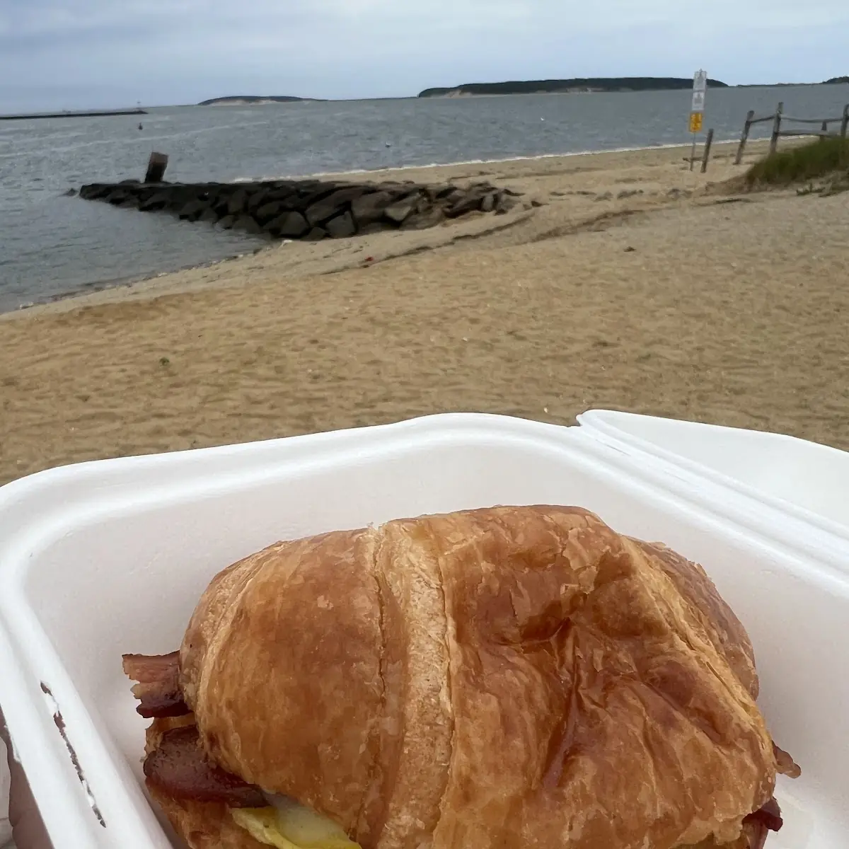 Bacon Egg and Cheddar on a Croissant