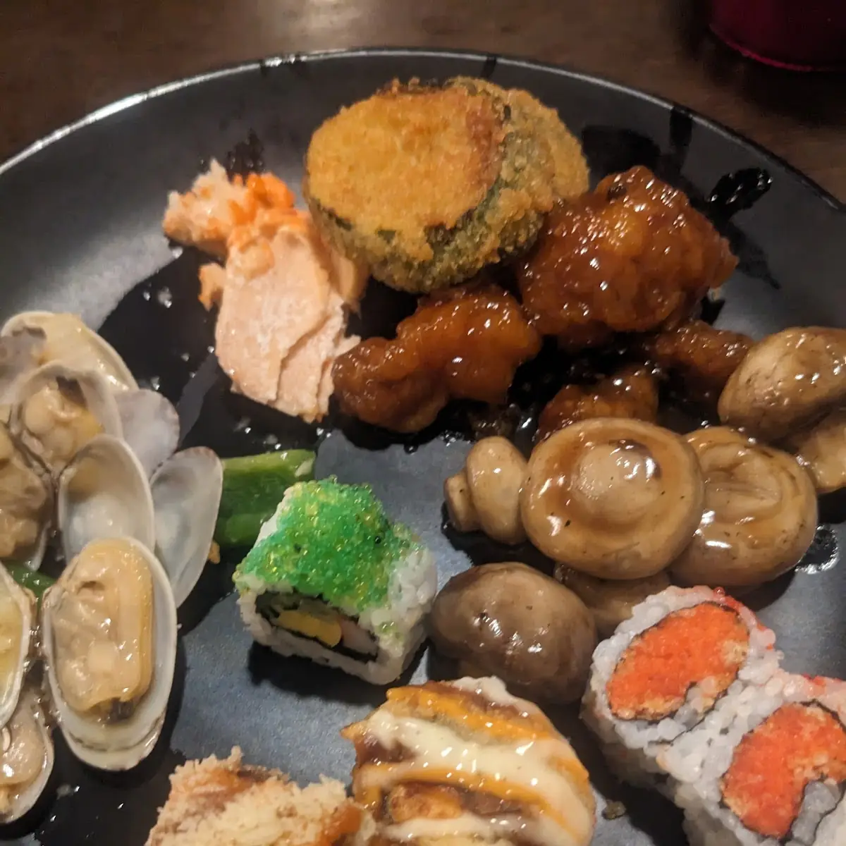 Various Sushi Types Sauteed Mushrooms