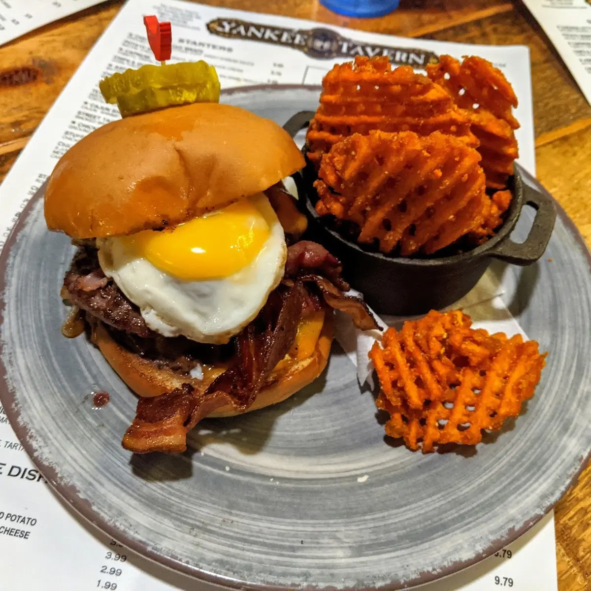 Double Burger with Sweet Potato Fries