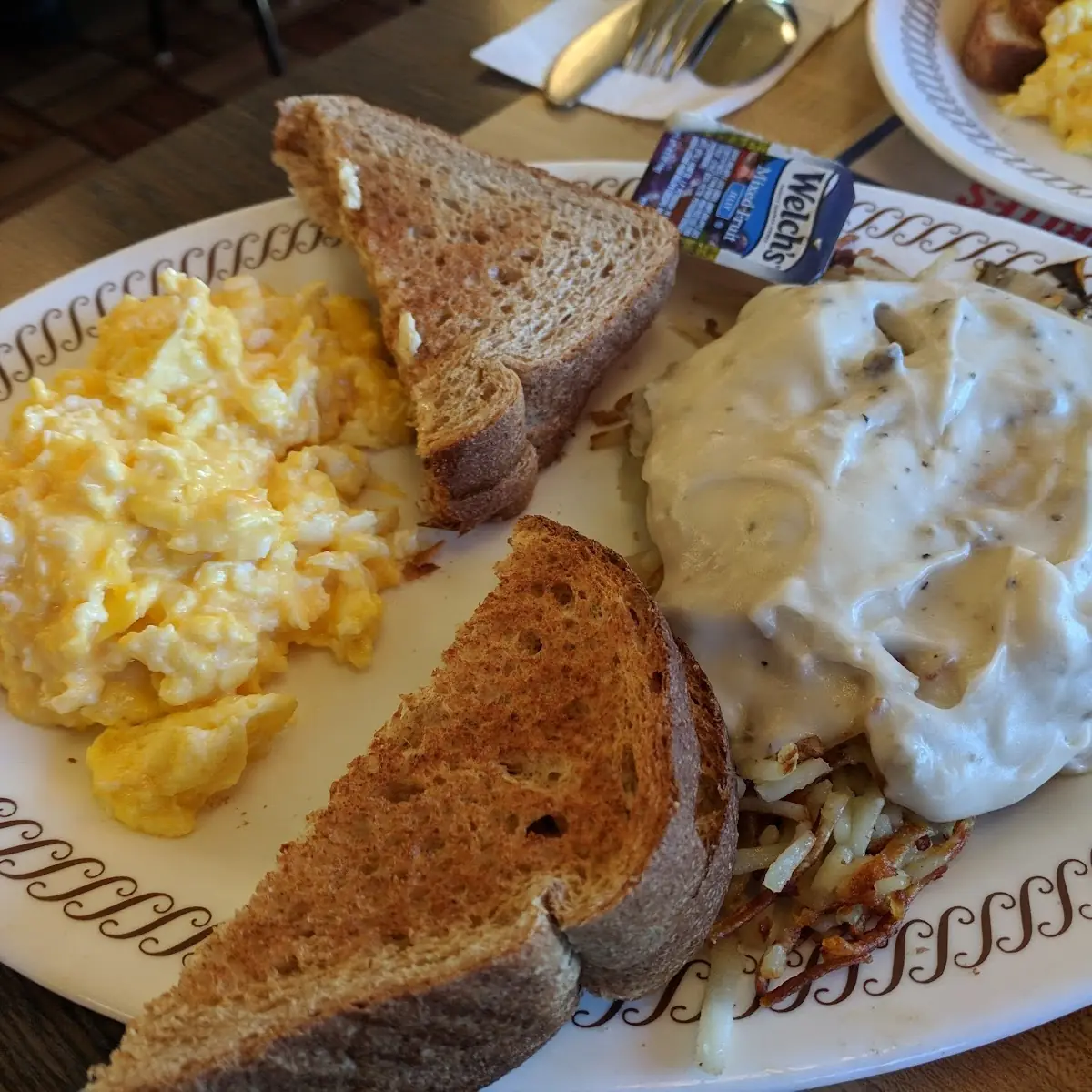 Loaded Hash Browns with Scrambled Eggs