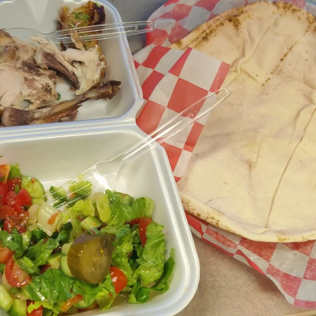 Pita Bread Fried Chicken and Salad
