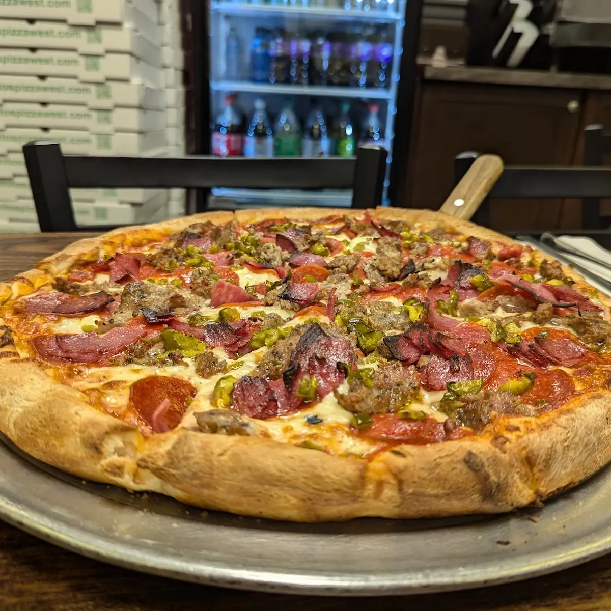 Salami Jalapeño and Sausage Pizza