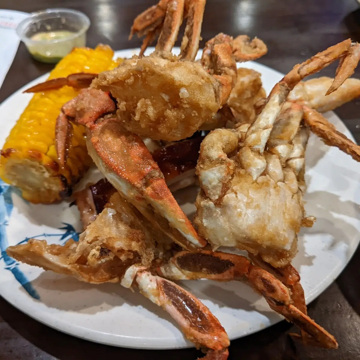 Soft Shell Crab with Grilled Corn on the Cob w Butter