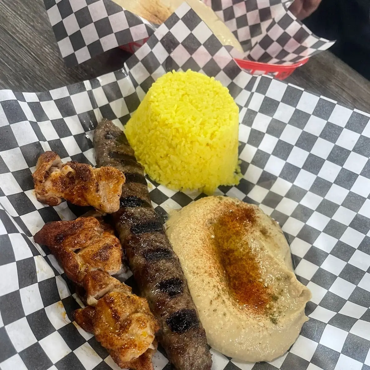 Skewer Kebab Platter with Hummus