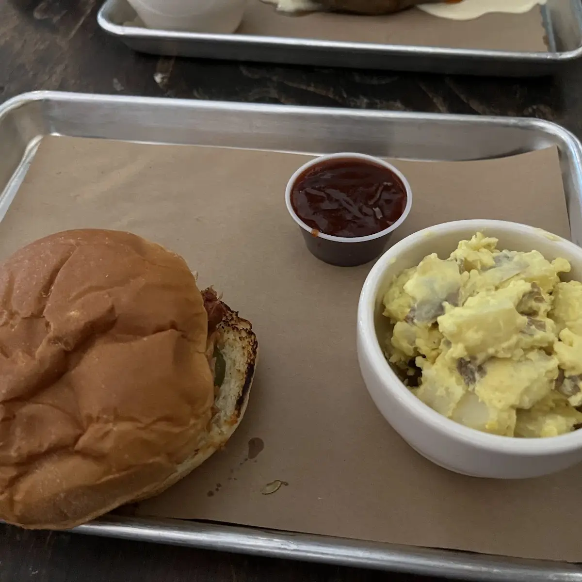 Pulled Pork Sandwich with Side of Potato Salad
