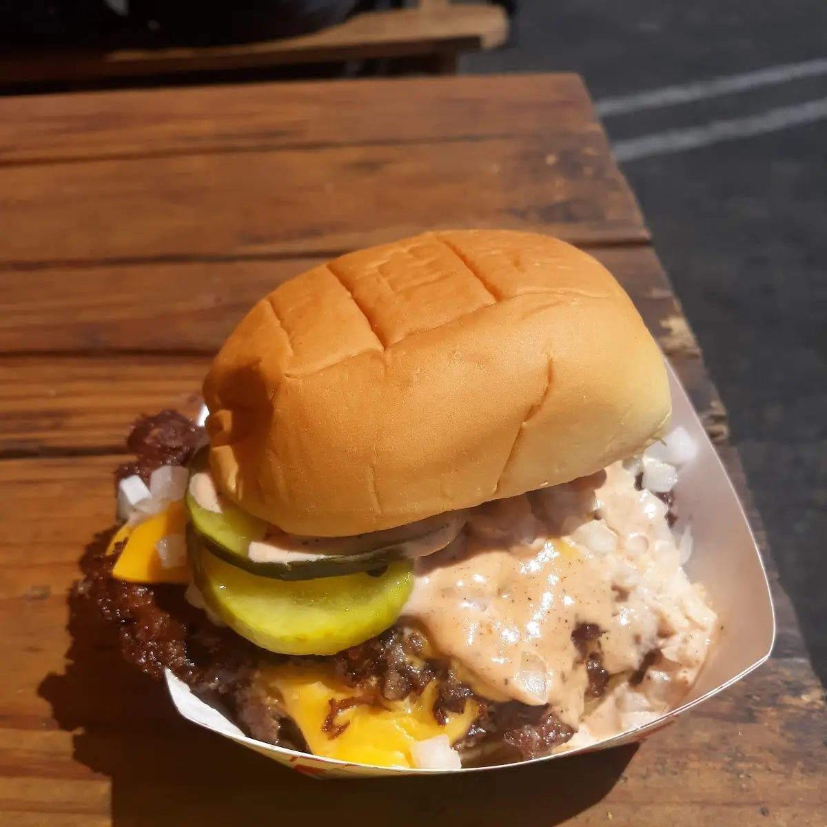 Double Smash Burger w Extra Love Hour Sauce