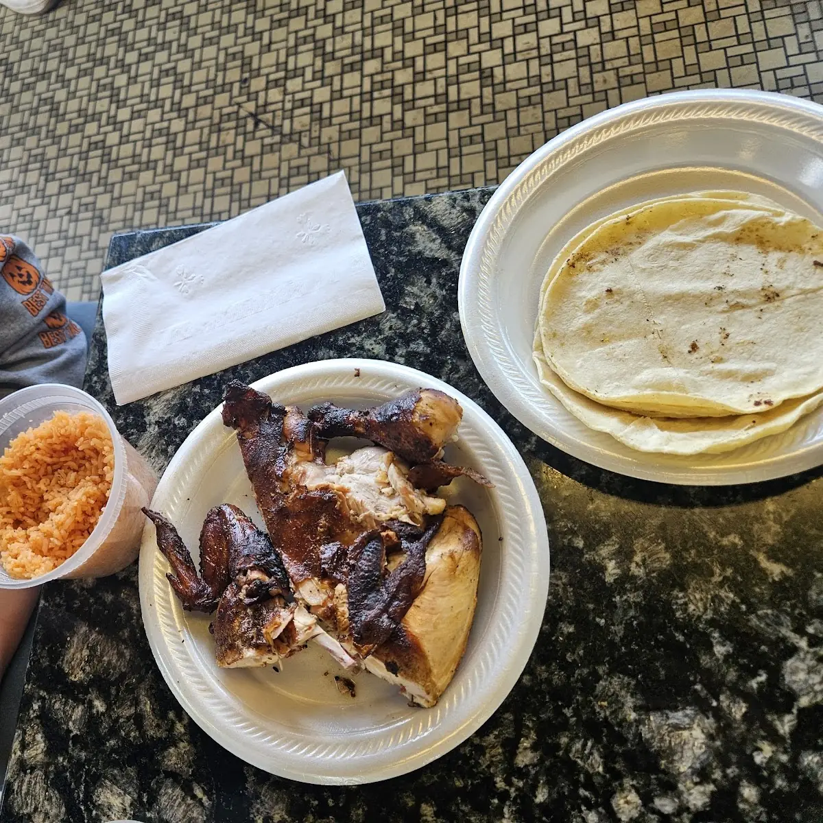 Half Chicken with Rice Charro Beans