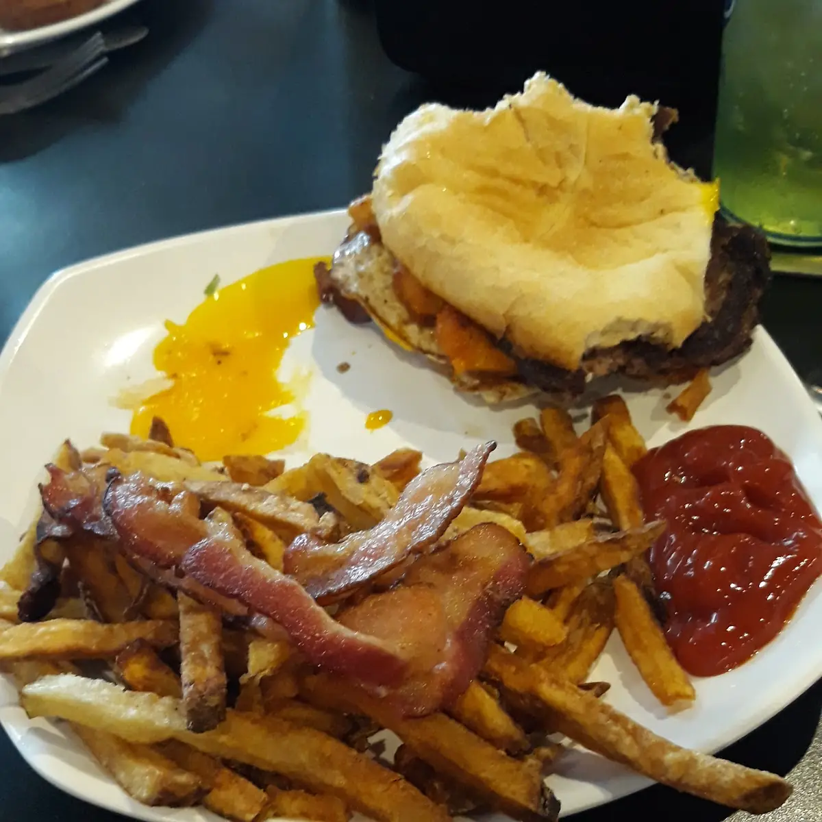 Bacon Egg and Cheesecurd Burger