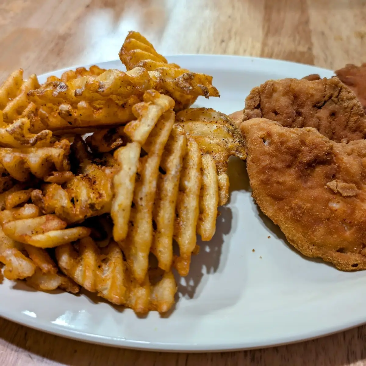 Chicken Strips with Waffle Fries