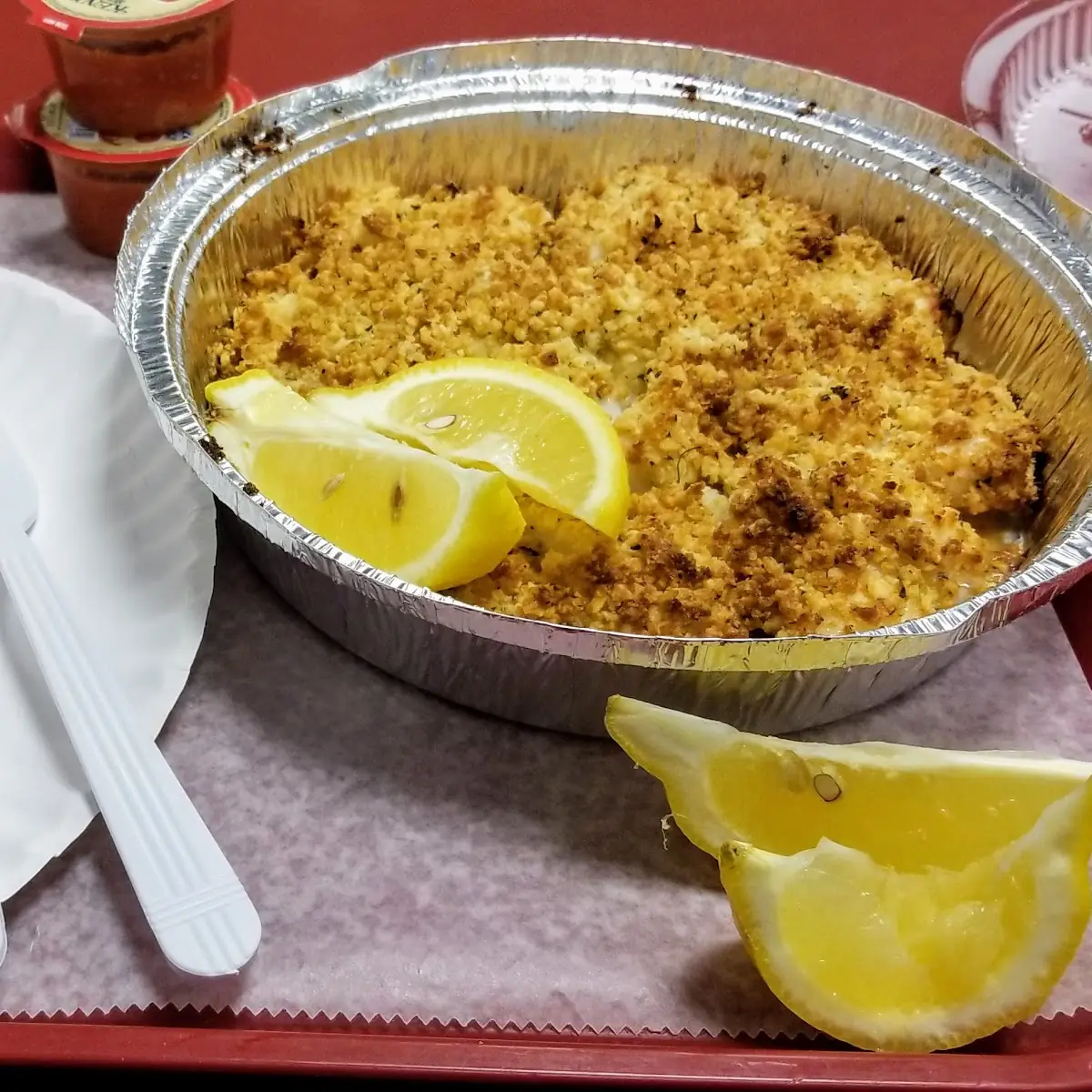 Broiled Scallops and Fried Shrimp