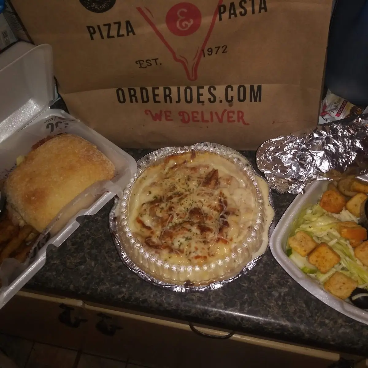 Chicken Dijon Sandwich Fried Green Beans Baked Macaroni Salad & Breadsticks