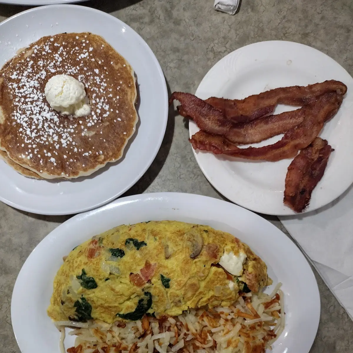 Eggs with Hash Browns and Pancake