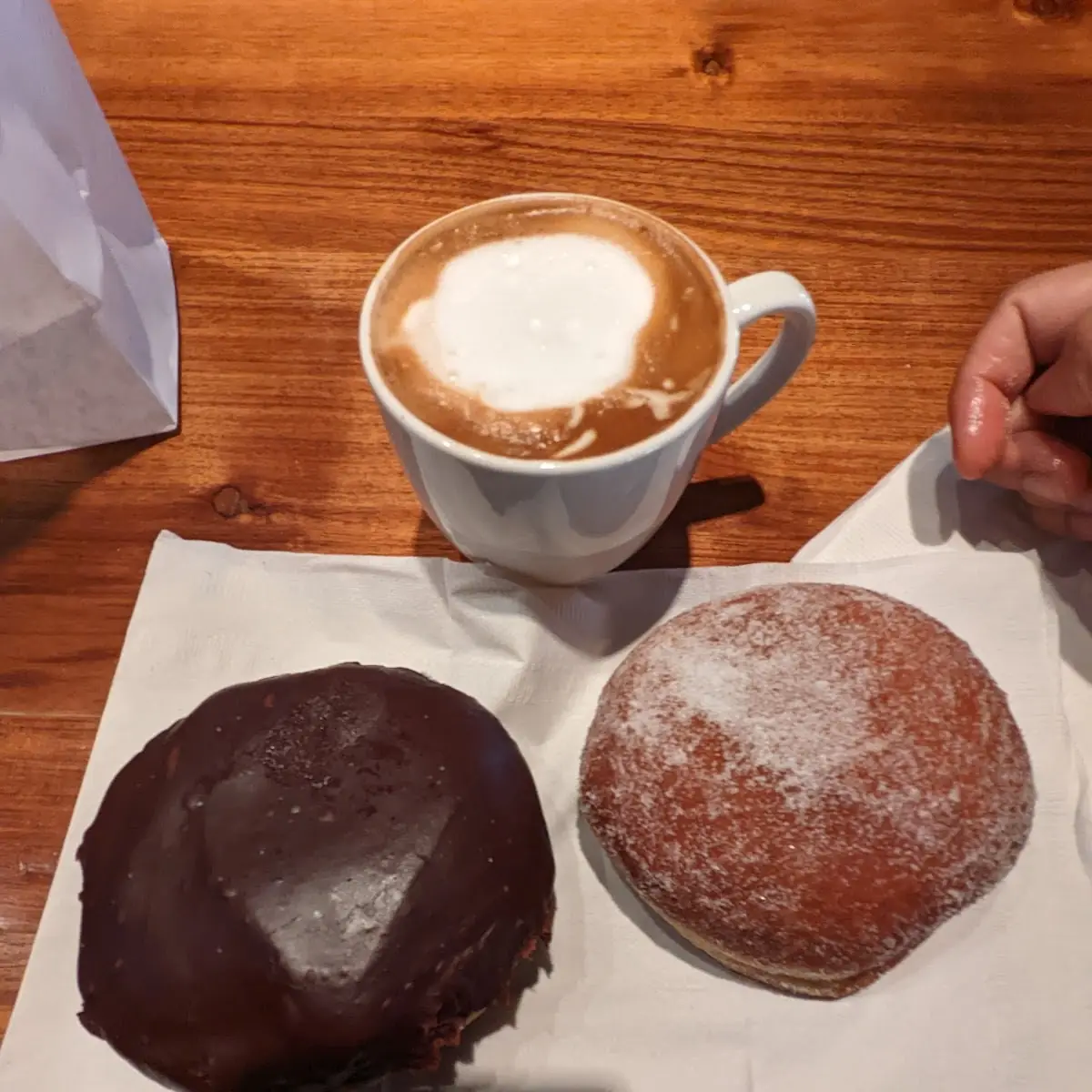Boston Cream Donut and Raspberry Filled Donut