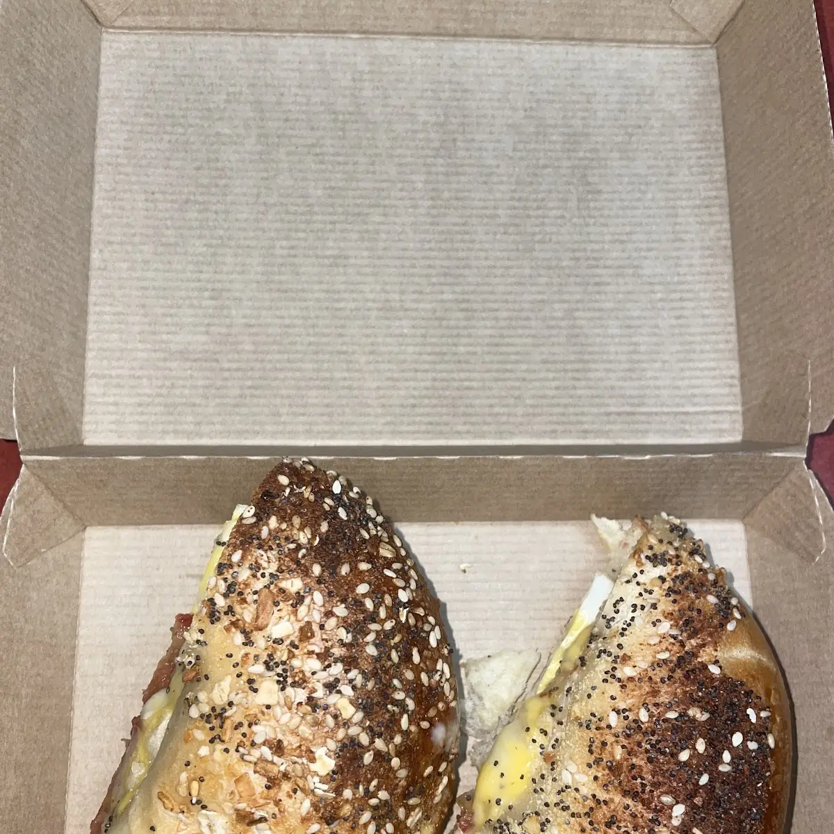 Bacon Egg White Cheddar Cheese on Everything Bagel