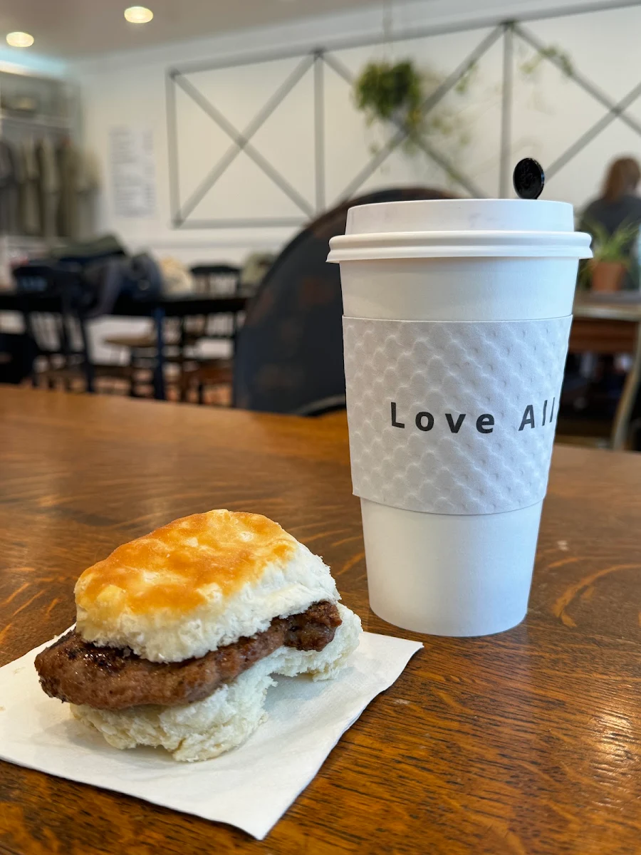 Coffee and Sausage Biscuit