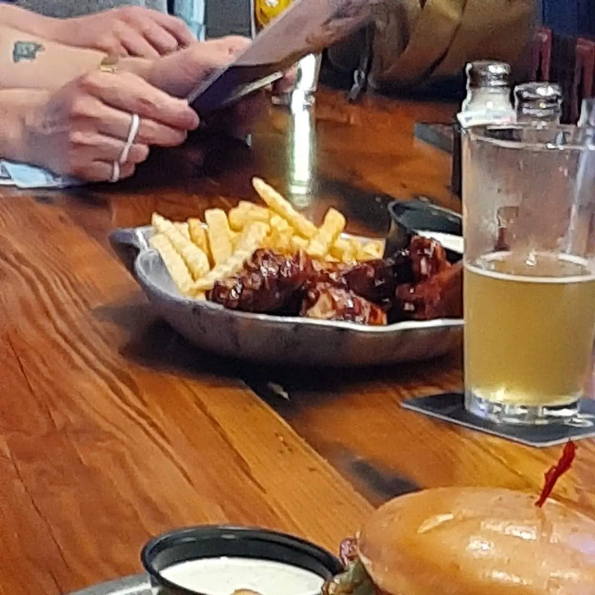 Wings and Fries Bacon Burger