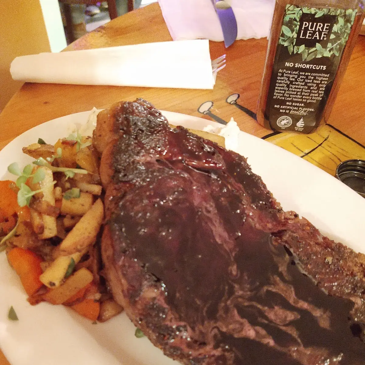 Ribeye with Balsamic Glaze Sauteed Vegetables and Mashed Potatoes