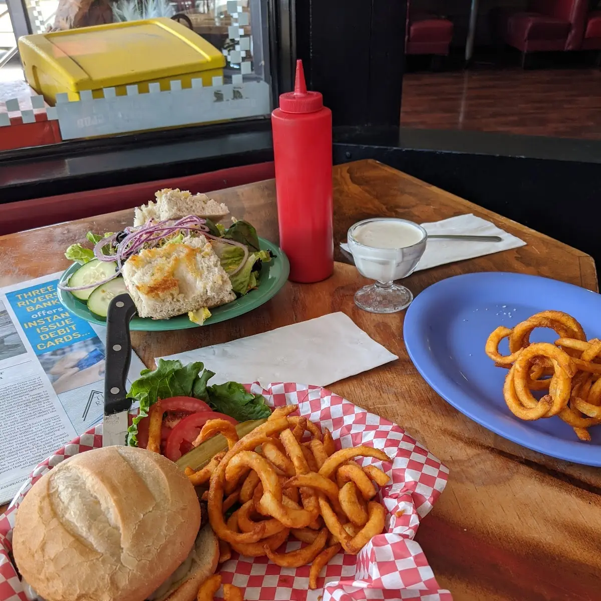 Hamburger with a Side Salad