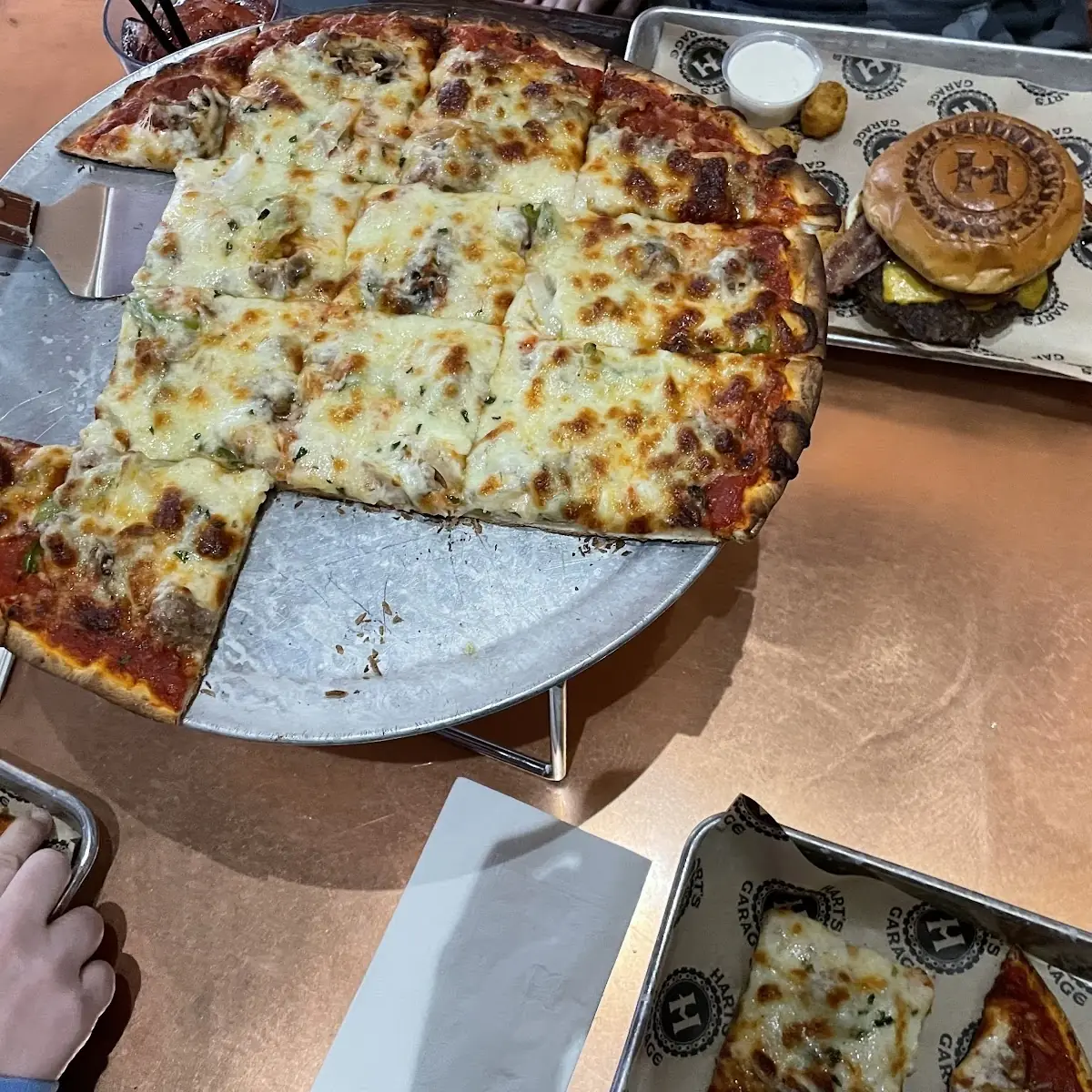 Bacon Cheeseburger and 14 Pizza