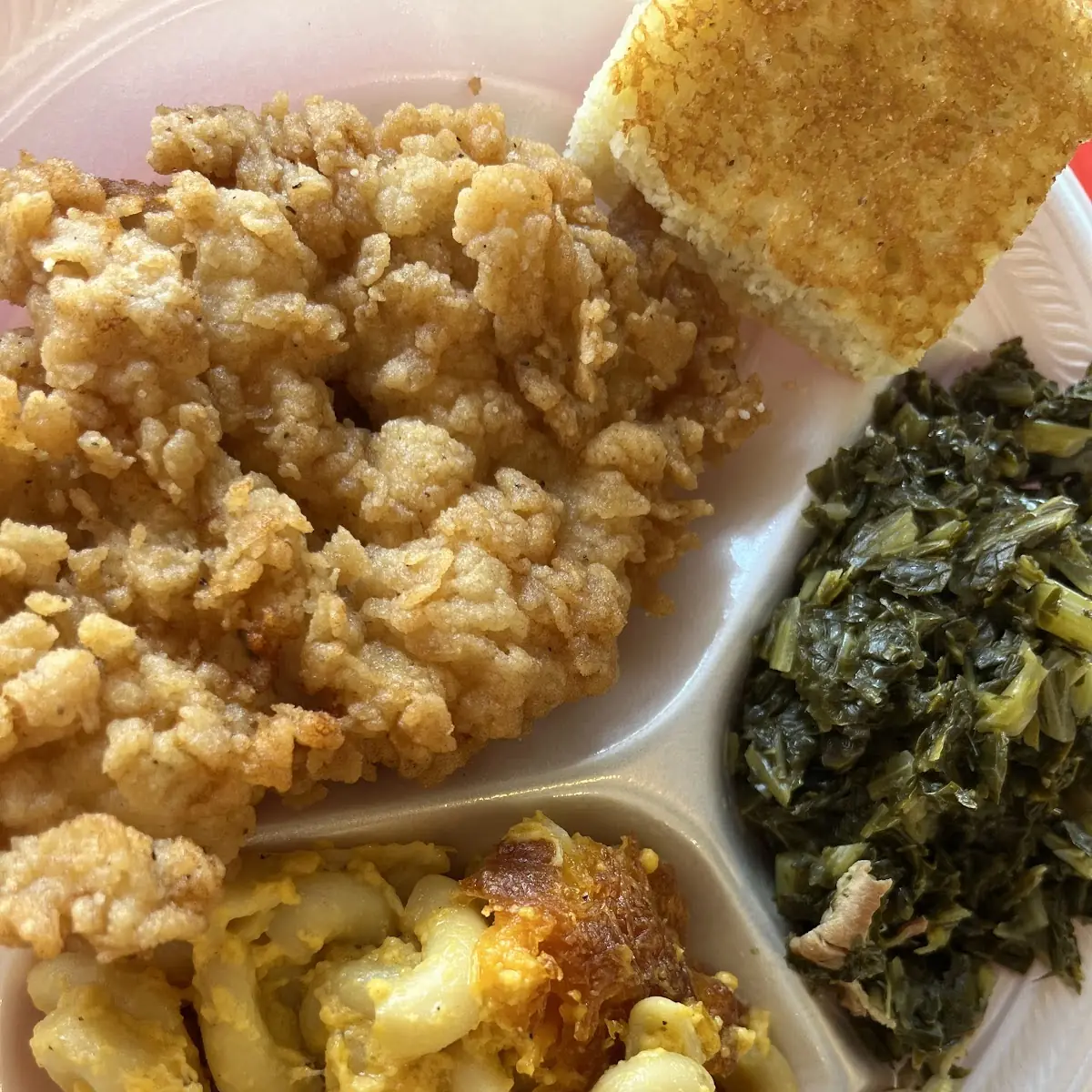 Fried Chicken Mac N Cheese Collards Cornbread