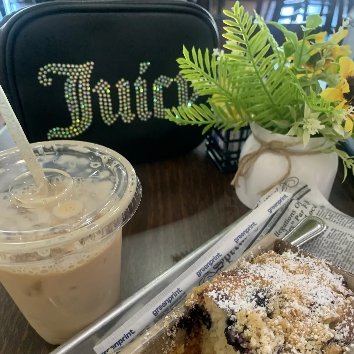 Iced Latte with Berries & Custard Coffee Cake