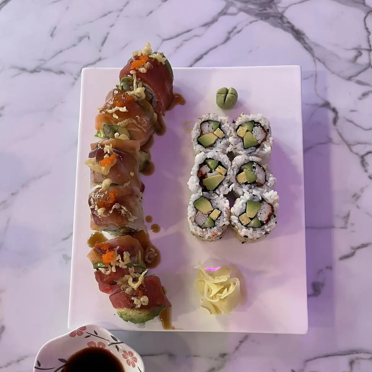 Rainbow Roll and California Roll