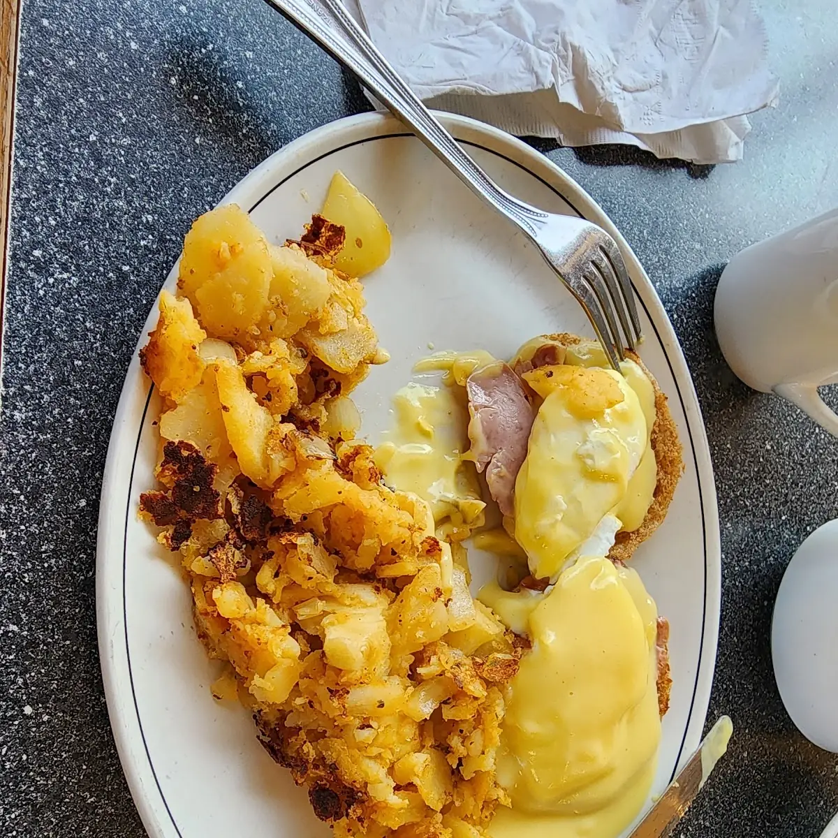 Eggs Benedict with Fried Potatoes