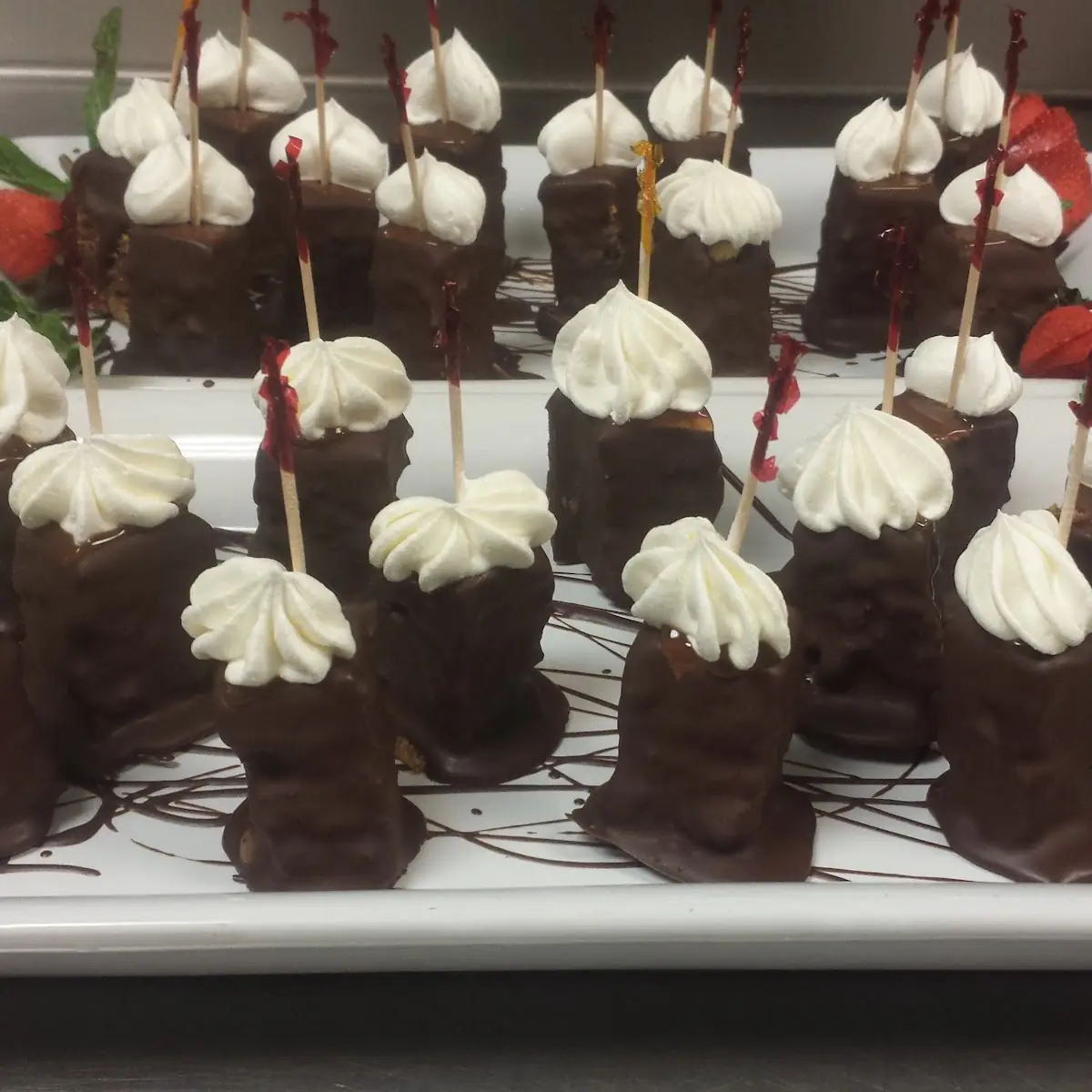 Chocolate Dipped Toffee Pudding Cake Bites