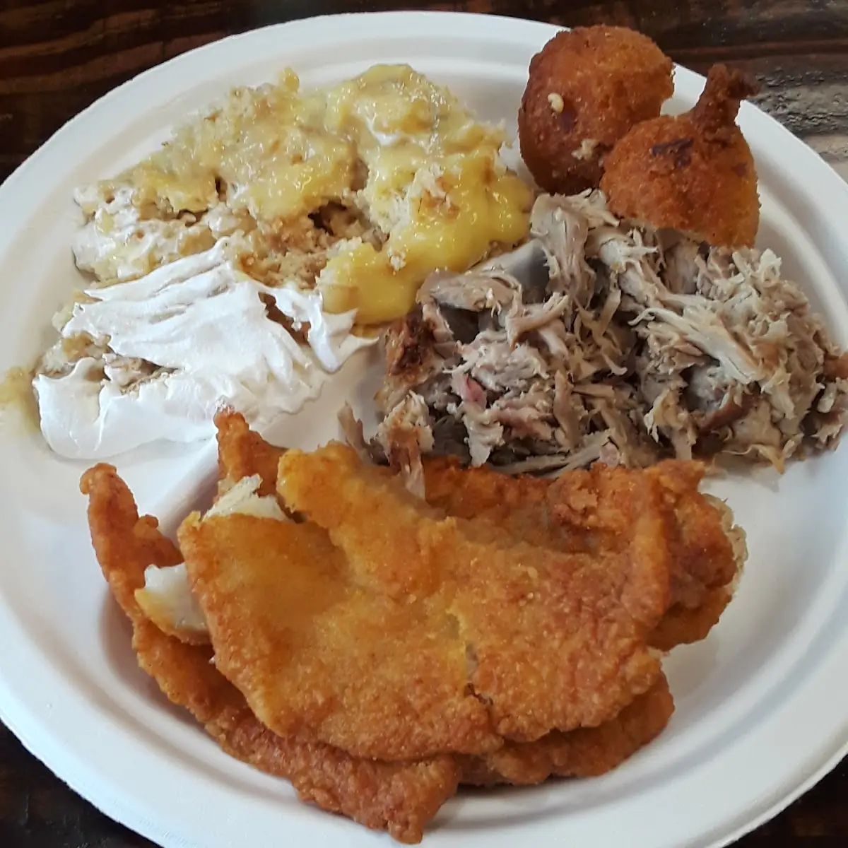 Fried Flounder BBQ Banana Pudding