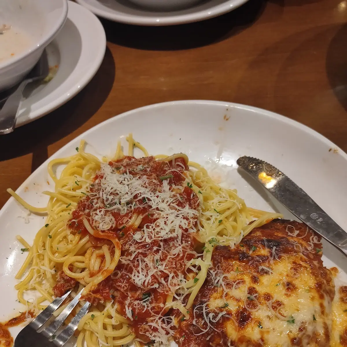 Chicken Parmigiana with Spaghetti