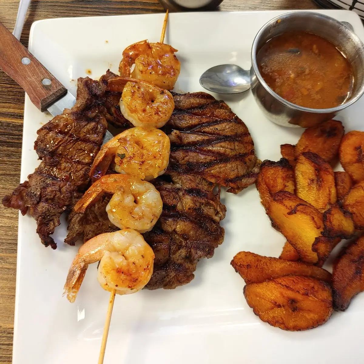 Grilled Ribeye Steak with Grilled Shrimp