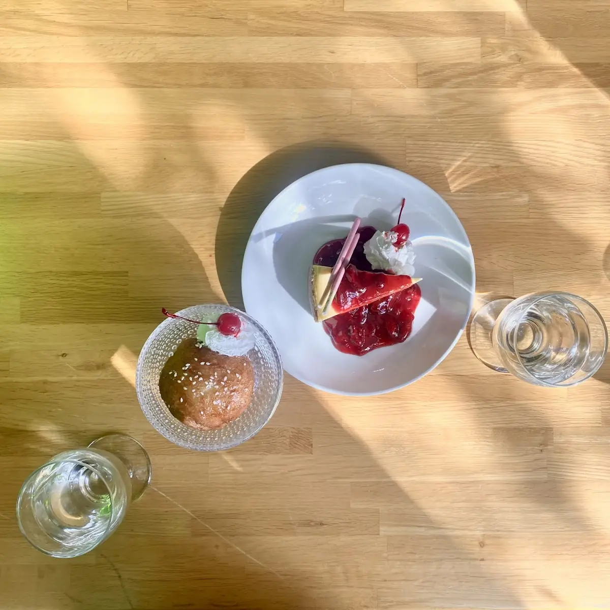 Fried Ice Cream and Cheesecake with Cherry