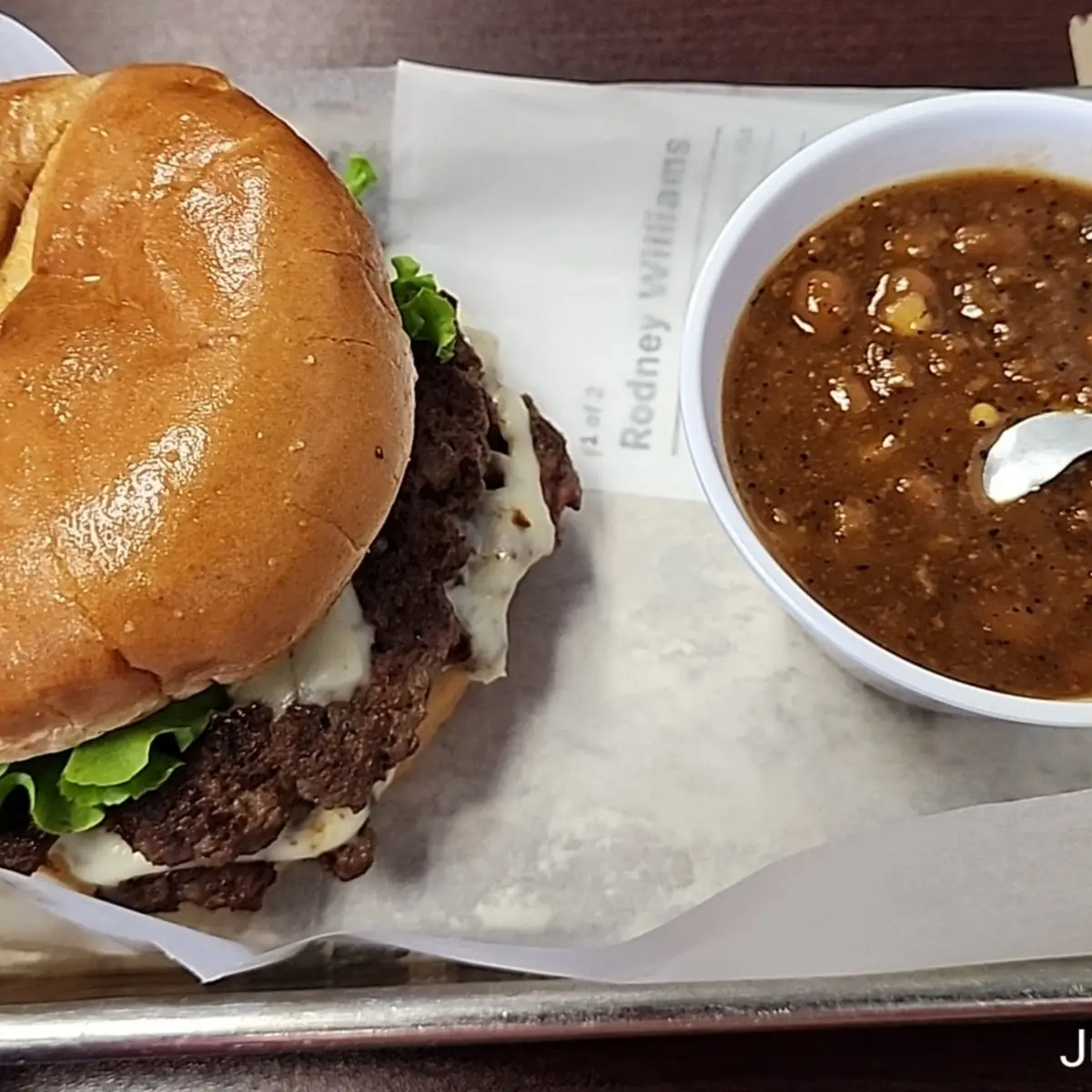 Double Cheeseburger with Bake Beans