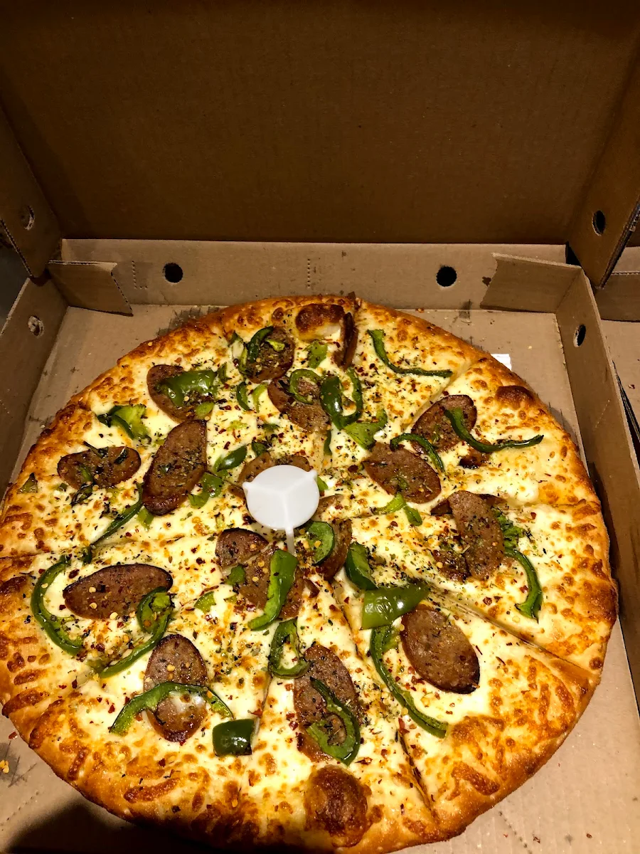 Large Pizza with Sausage Green Peppers, Papa Mario's Pizza