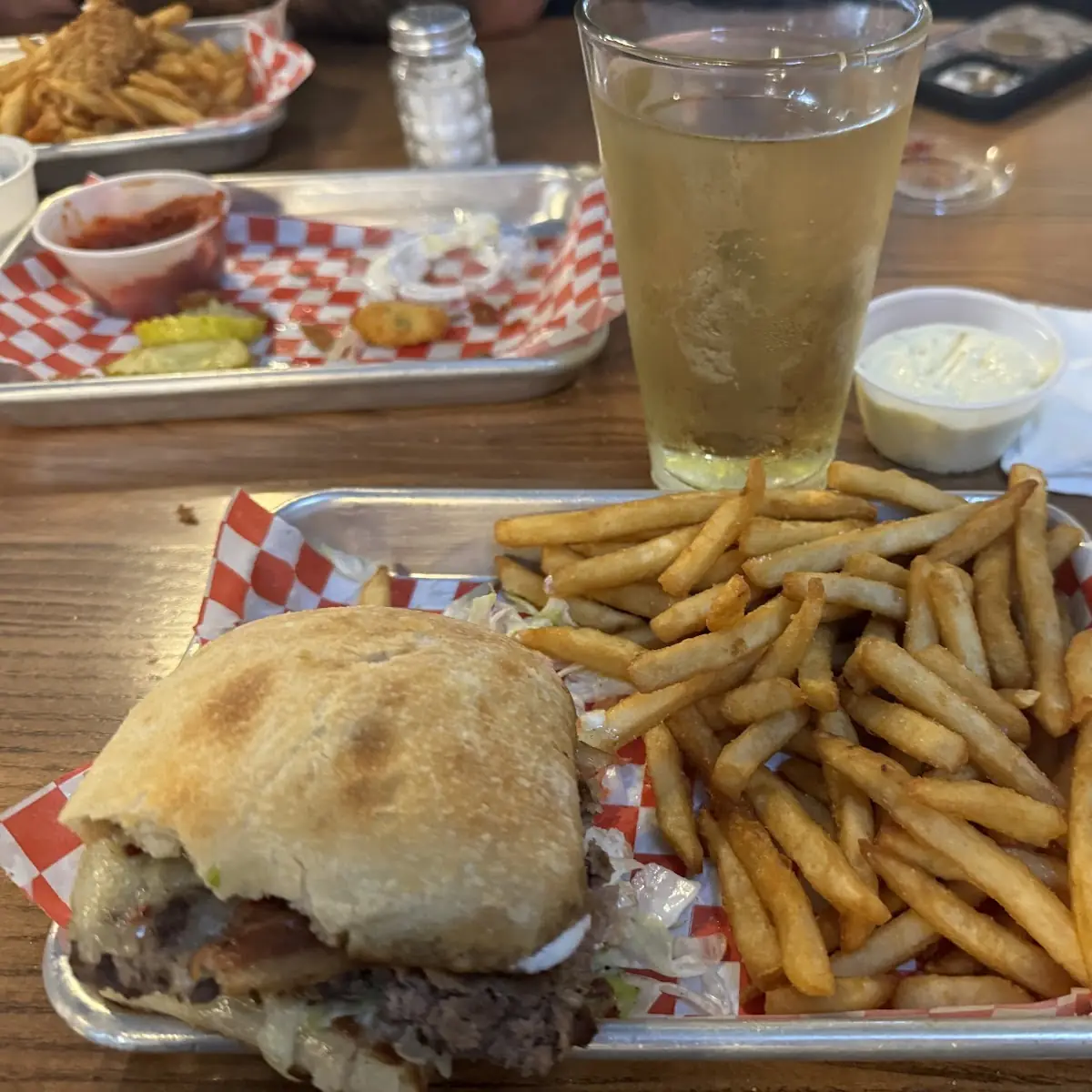 Cheese Burger with Beer Battered Fries