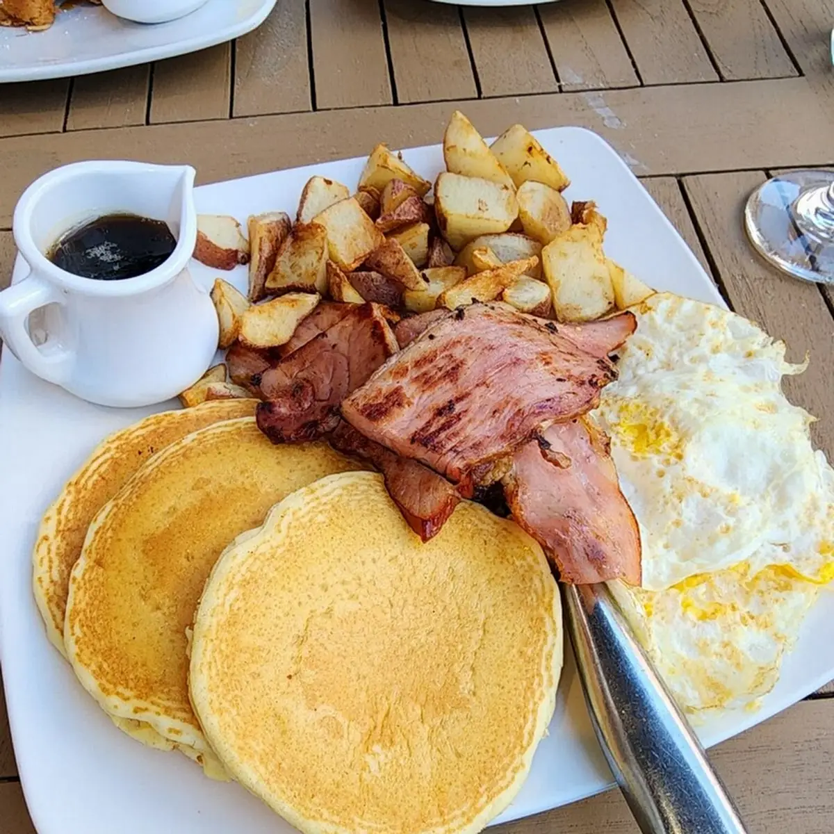 Banana Pancakes and Ham Steaks